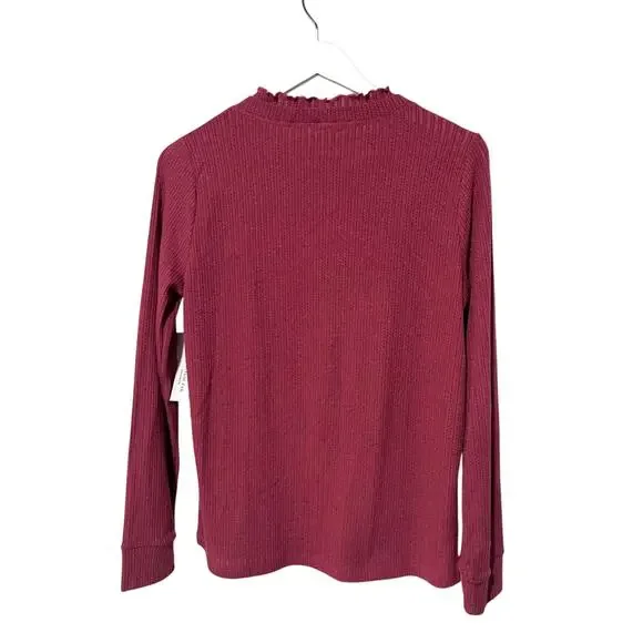 Pink Clover Top Womens Large Long Sleeve Mock Neck Ribbed Stitch Fix Mauve NEW - Picture 2 of 11